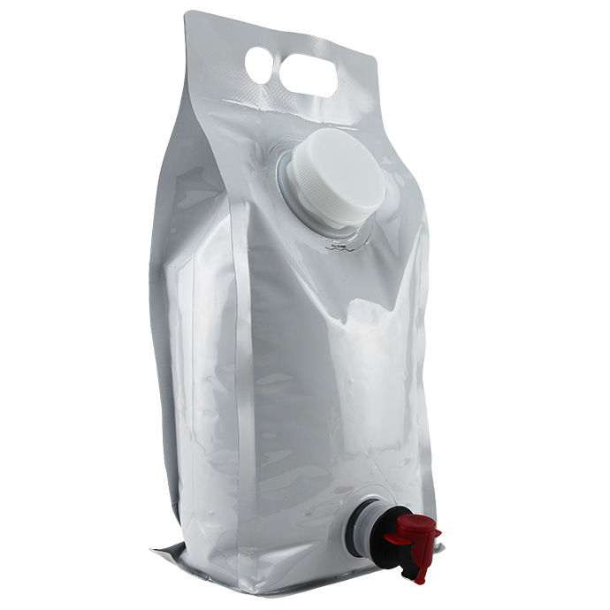white 8 side seal liquid pouch with vitop and screw cap top fill